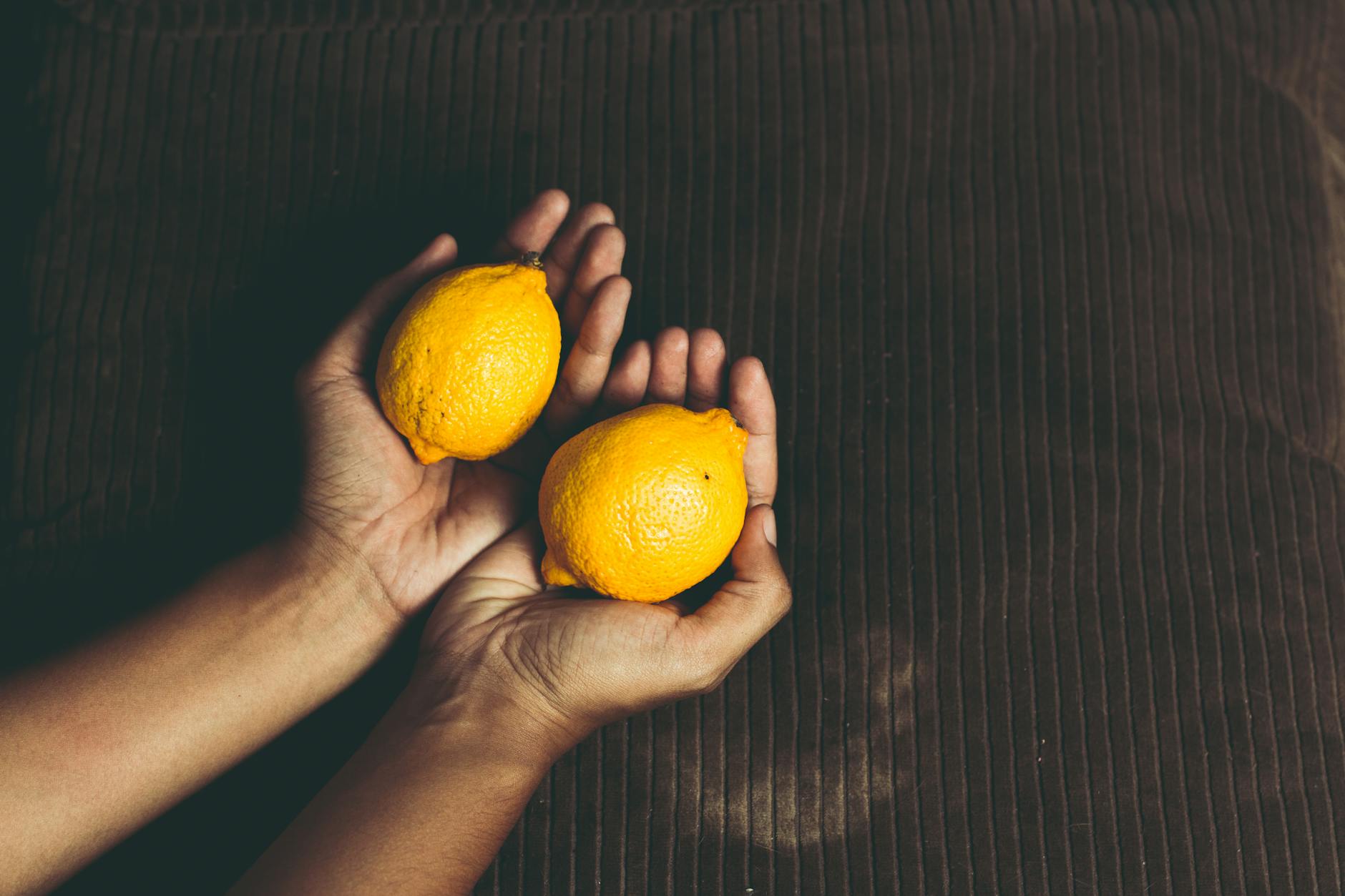 Two women smiling together with citrus and plants, expressing joy and connection